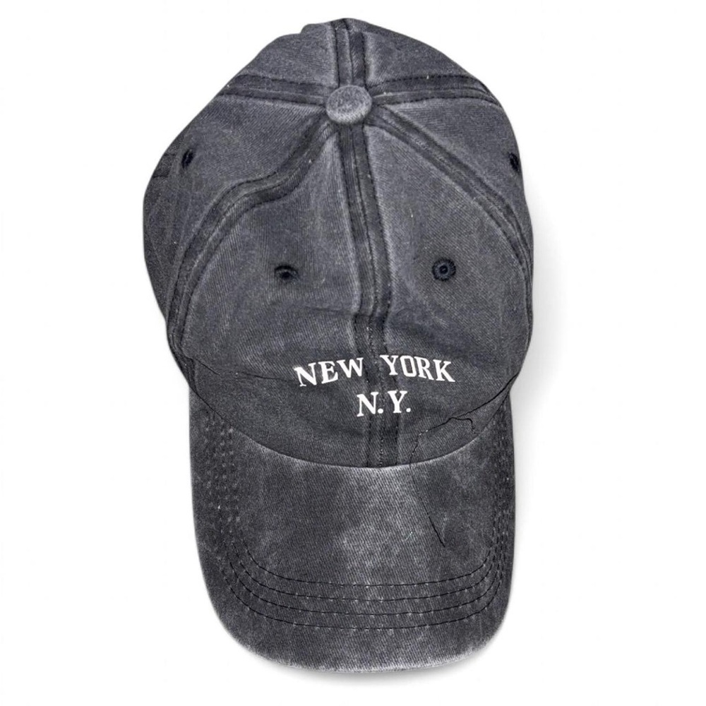 Gray Vintage Baseball Cap with Embroidered Text